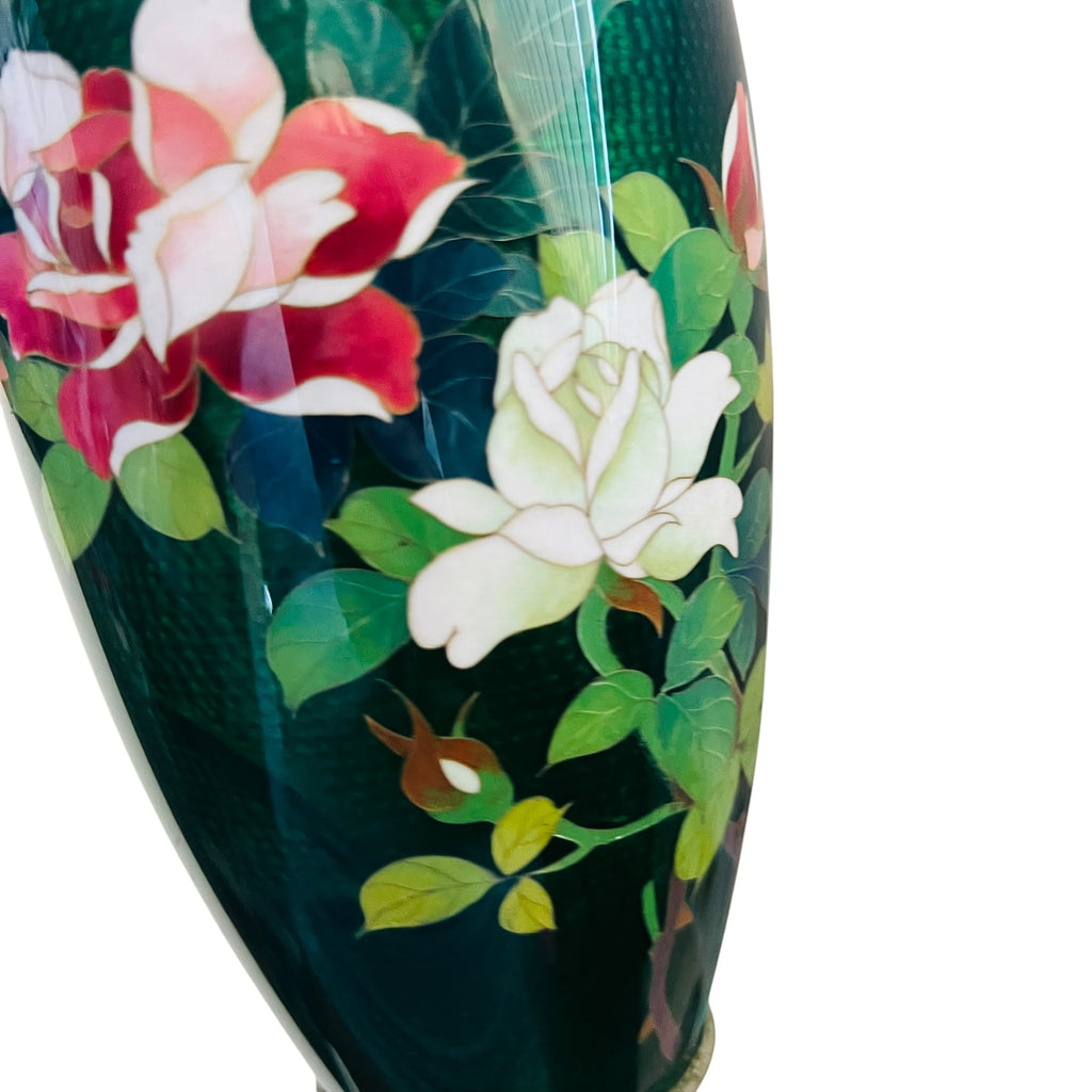 Vintage Japanese Cloisonne Craftsman Floral Design Vase