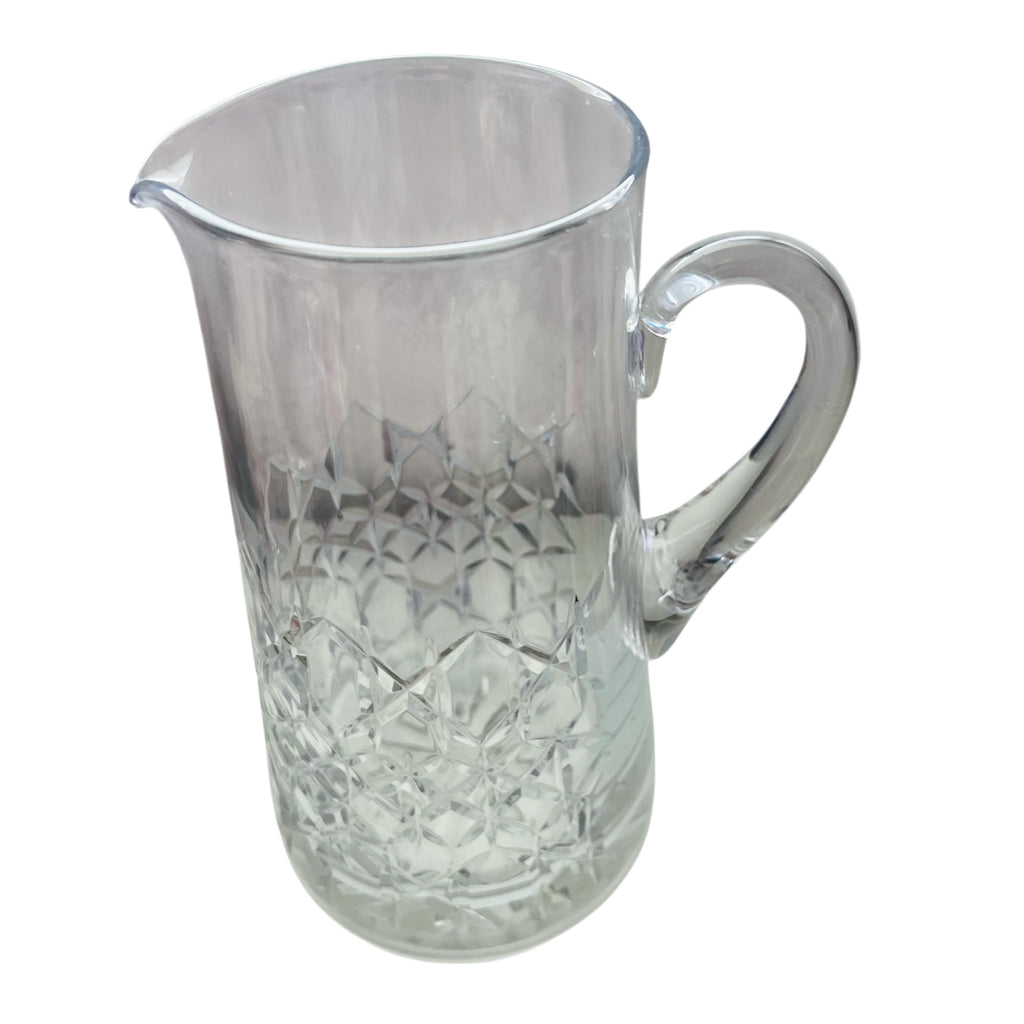 Vintage Crystal Pitcher Heavy Cut Glass Pitcher