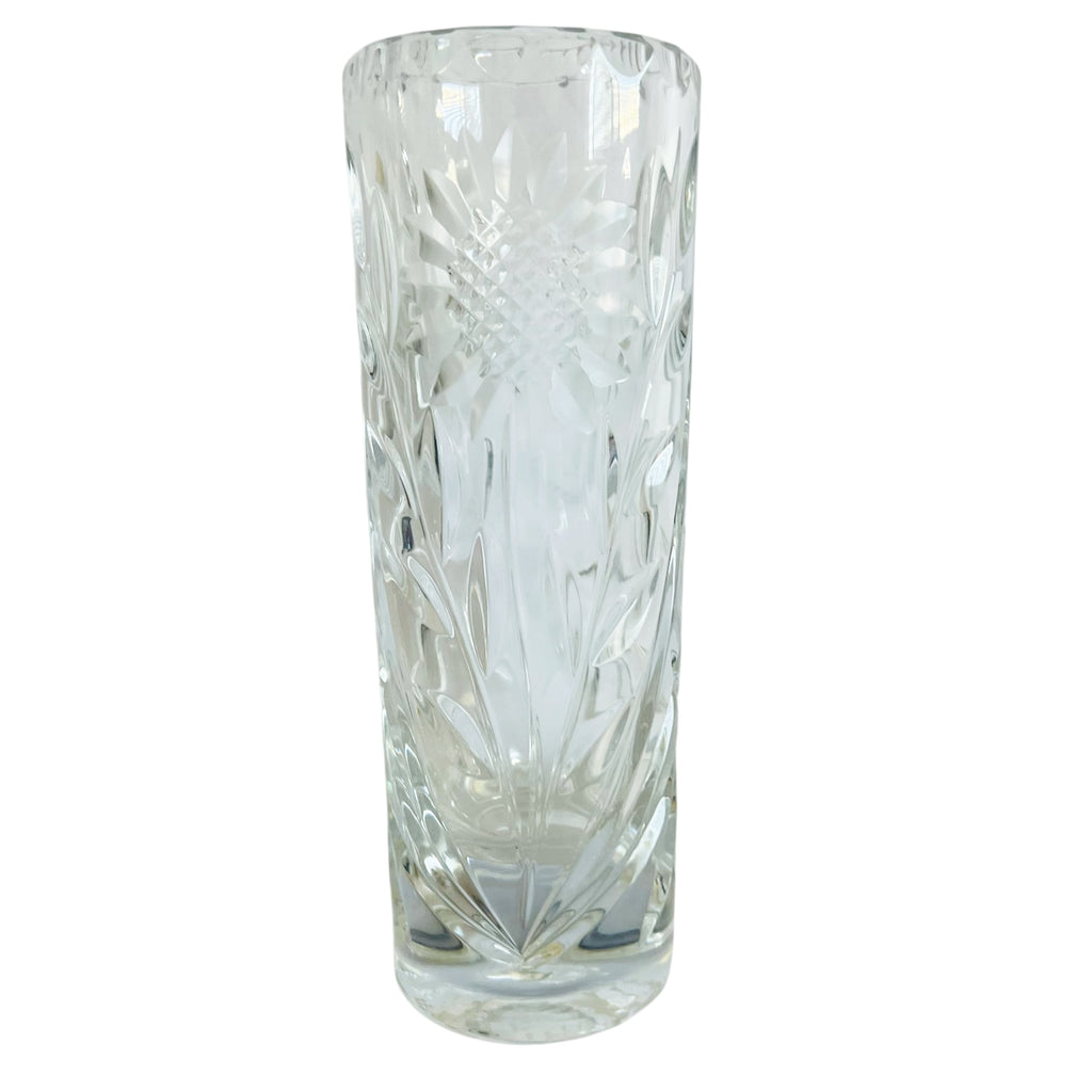Vintage Waterford Crystal Cut Glass With Etched Sunflower Vase