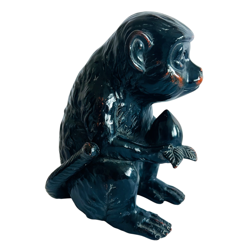 FITZ & FLOYD Ceramique Vernissage Ceramic Monkey Figurine - Black and Orange