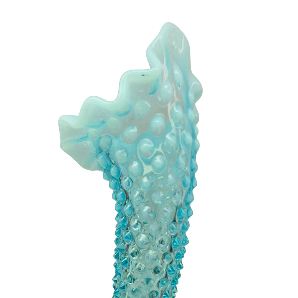 Vintage Fenton Hobnail Blue Opalescent Glass Epergne Horn