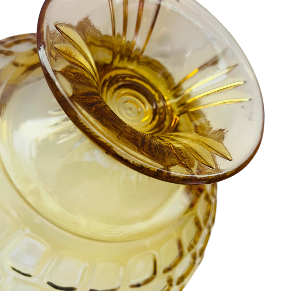 Vintage Federal Glass Yorktown Yellow Gold Colonial Mid-century Pedestal Bowl
