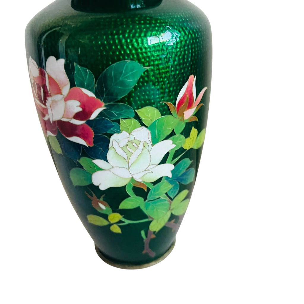 Vintage Japanese Cloisonne Craftsman Floral Design Vase