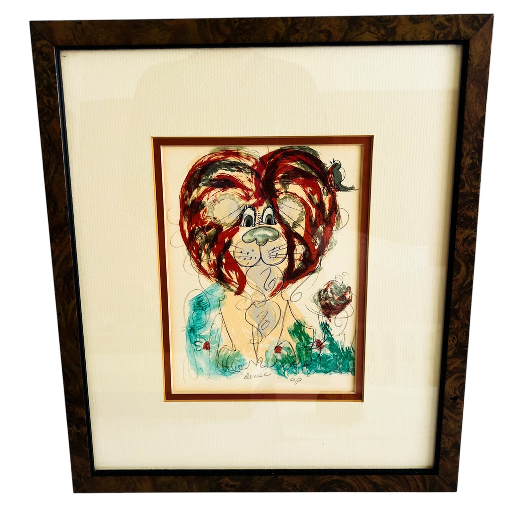 Artist Signed Abstract Dog Framed Art