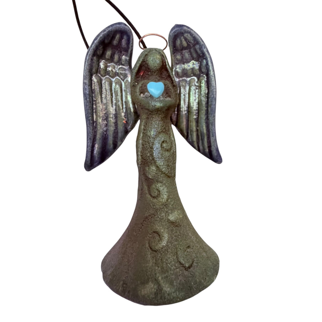 Raku Angel Heart Jeremy Diller Signed Ornament