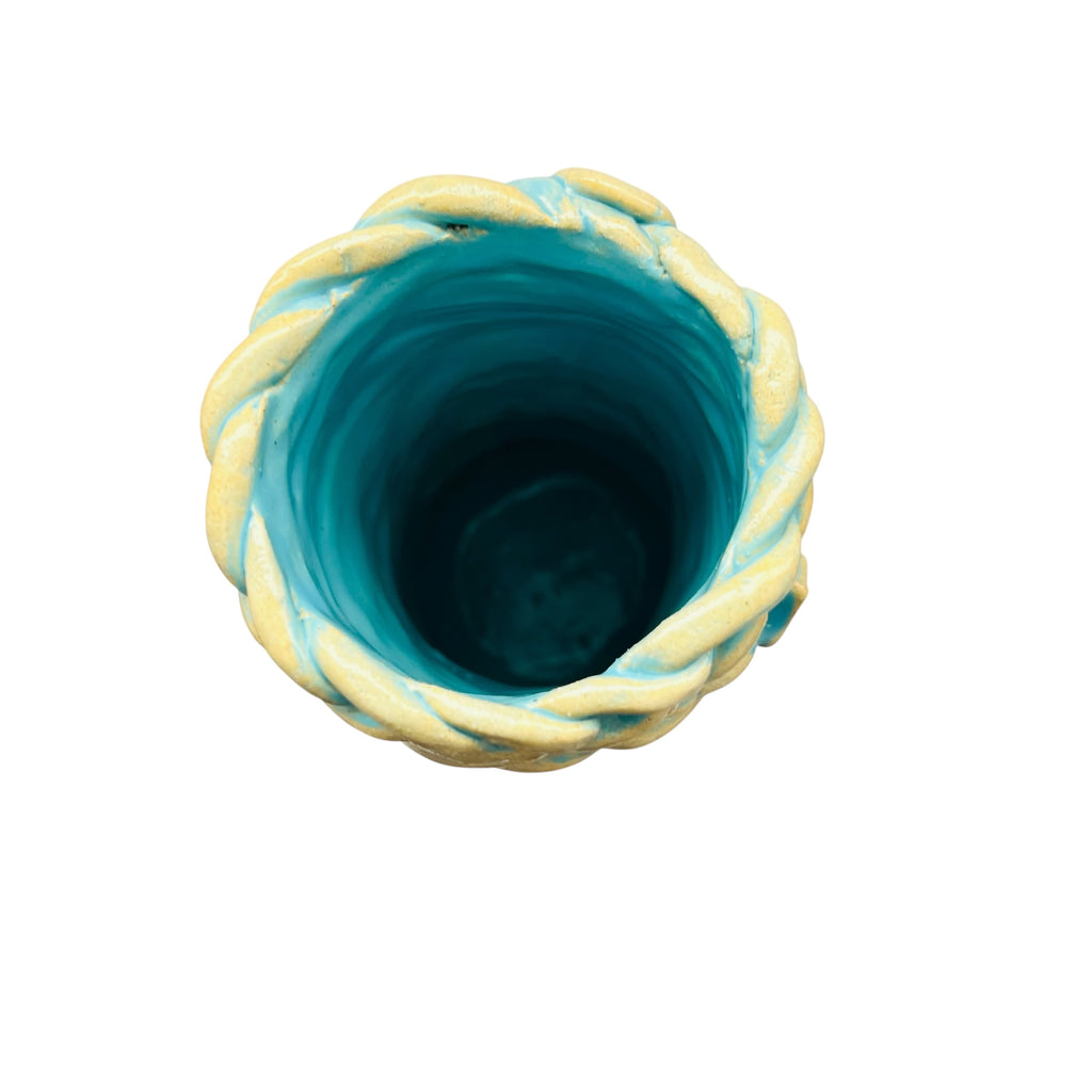 Coil Vessel Pottery Handcrafted Turquoise and Ceramic Art Vase