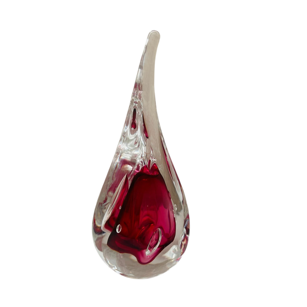 Vintage Adam Jablonski Signed Teardrop Art Glass Paperweight