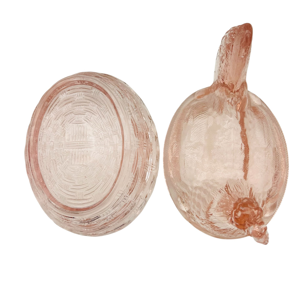 Vintage Pink Depression Glass Hen Candy Dish w/Lid