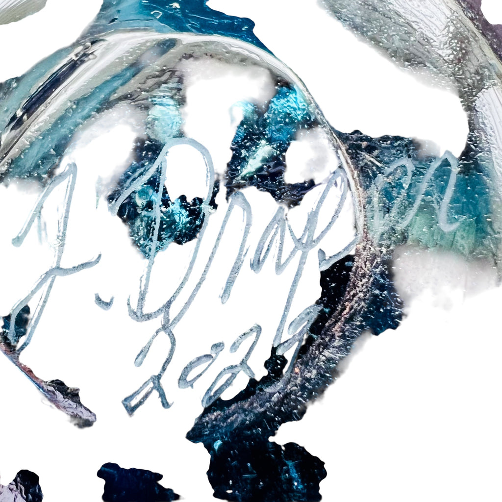 Art Glass Cobalt Blue Bird Figurine Paperweight Artist Signed