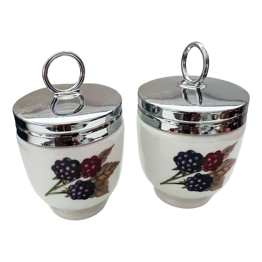 Vintage Royal Worcester Porcelain Fruit Peach Berry Egg Coddler Set