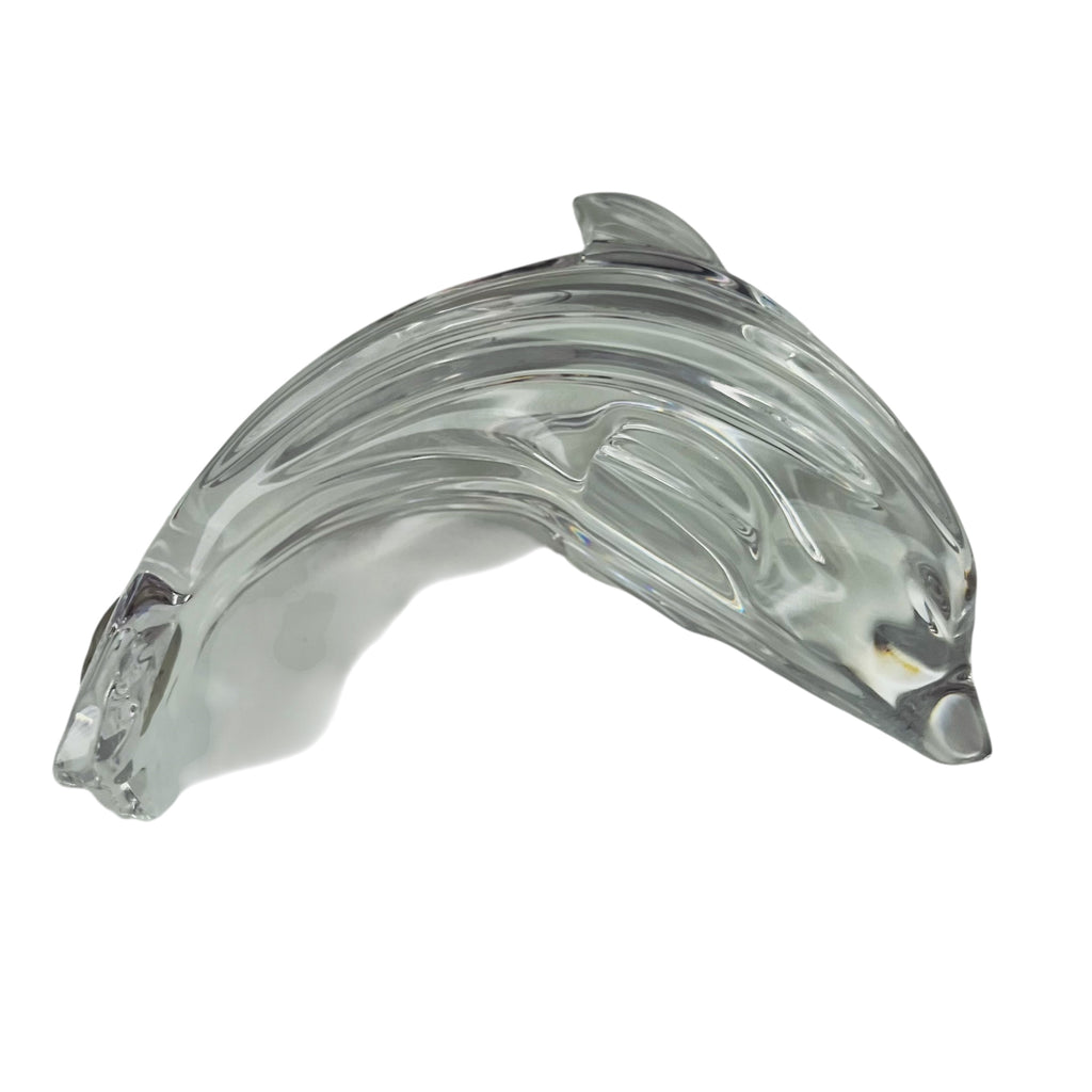 Vintage Waterford Crystal Ribbed Dolphin Figurine Paperweight
