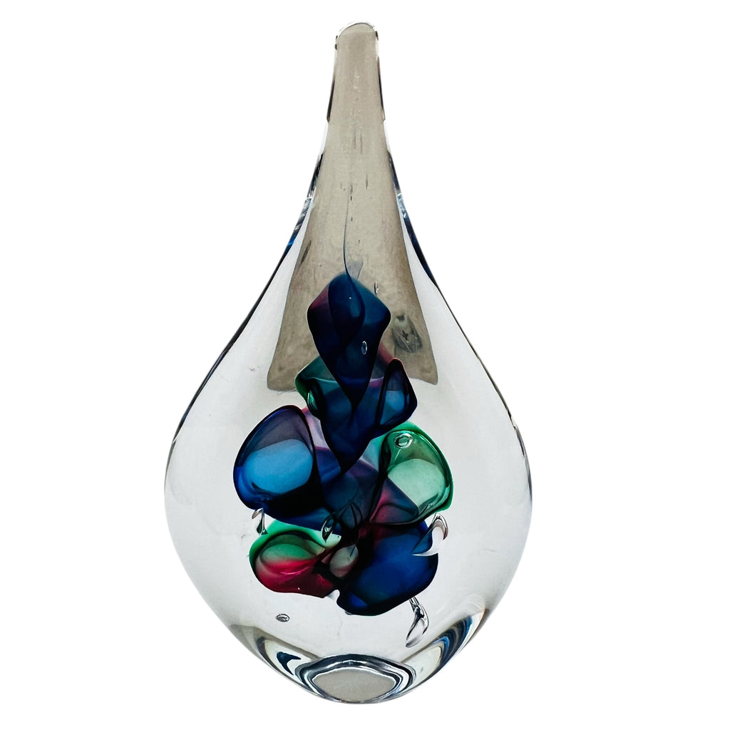 Marian Pyrcak MP Crystal Art Glass Tear Drop Paperweight