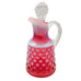 Vintage Cranberry Opalescent Hobnail Cruet With Stopper