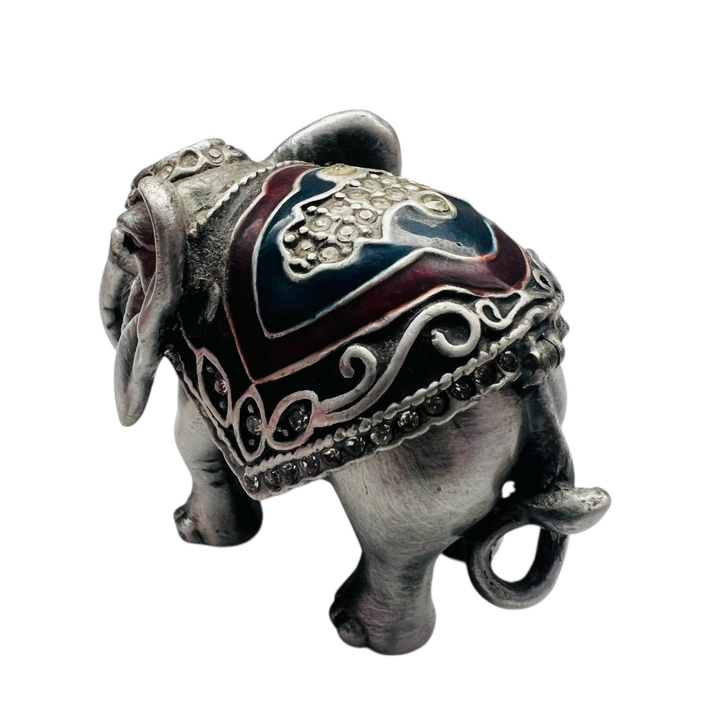 Vintage Rhinestone Elephant Hinged Trinket Box