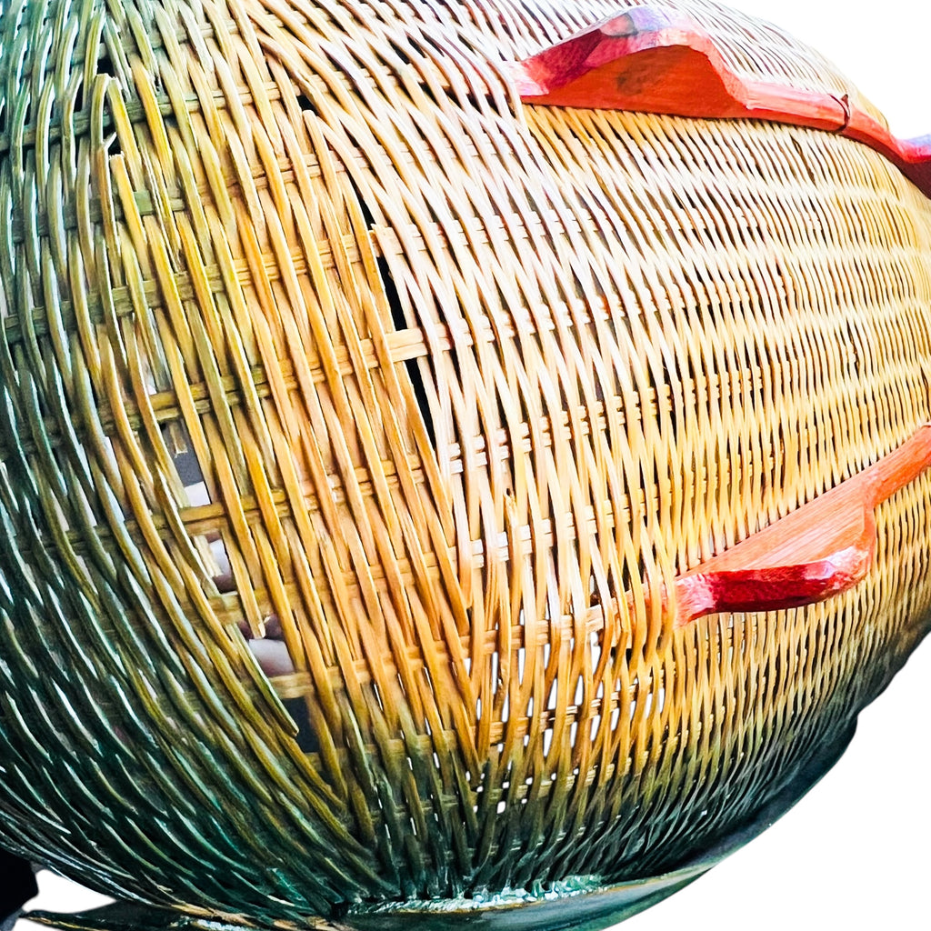 Vintage Zheijiang Ben Rickert INC Wicker Green Swan Basket