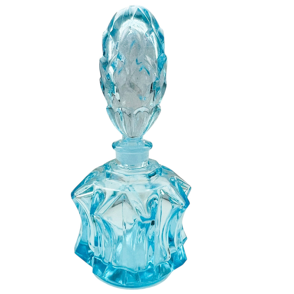 Vintage I. W. Rice and Co. Light Blue Glass Perfume Bottle Made in Japan