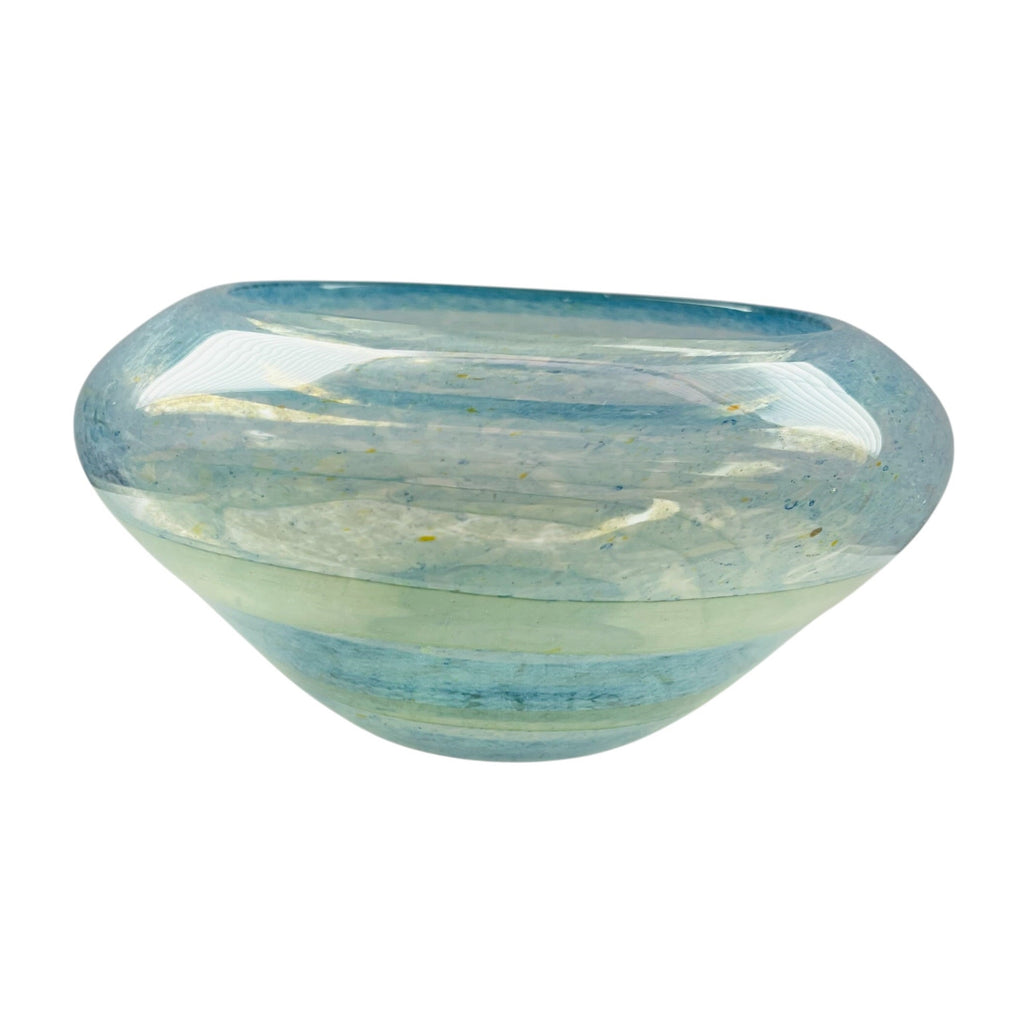 Art Glass Cased Blue Green Decorative Bowl