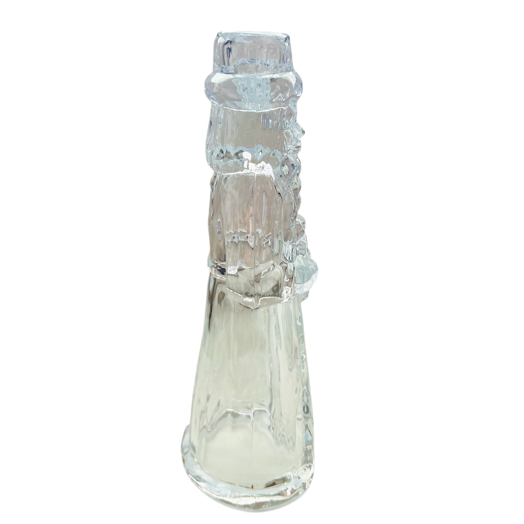 Vintage Clear Glass Santa Candle Stick Holder