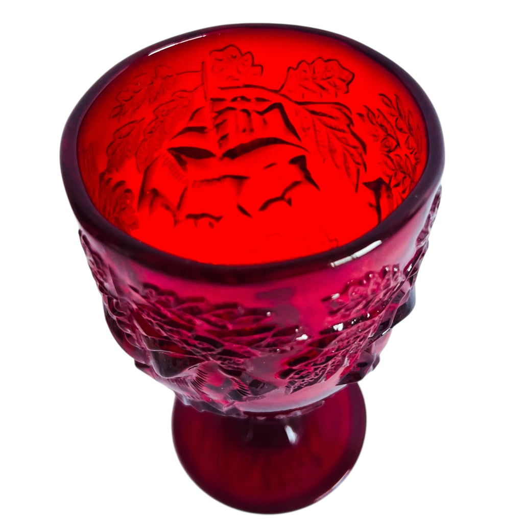 Madonna Inn Wild Rose Ruby Red Goblet Drinking Glass