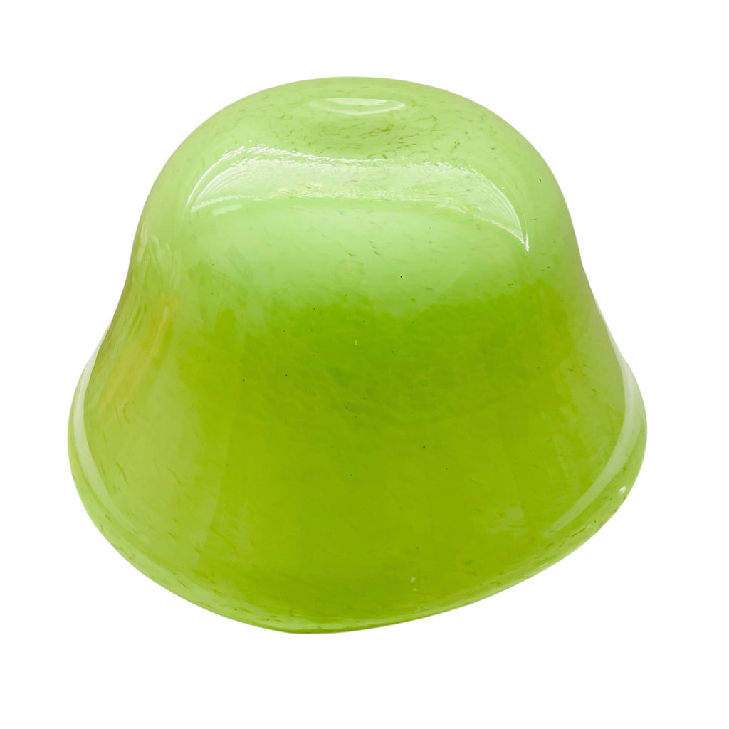 Art Glass Hand Blown Yellow Green Swirl Speckled Bowl