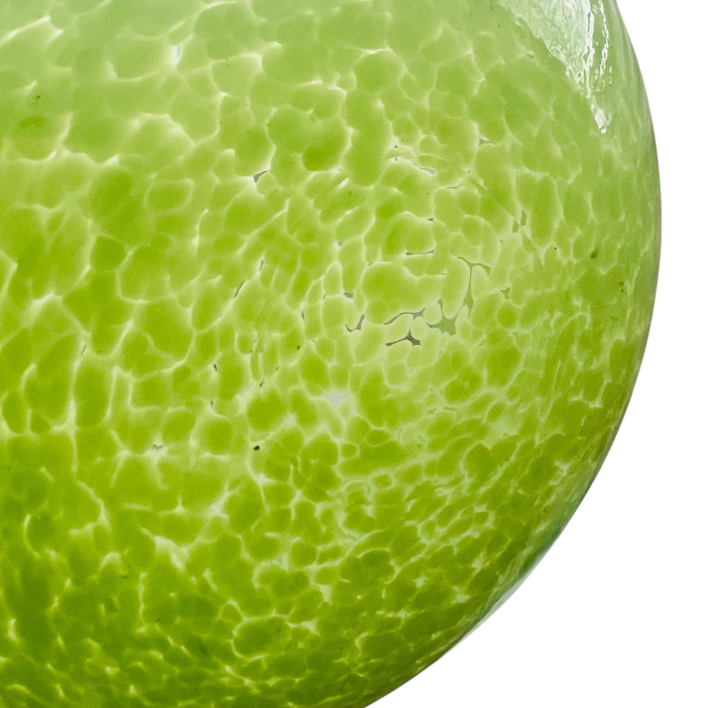 Art Glass Hand Blown Yellow Green Swirl Speckled Bowl