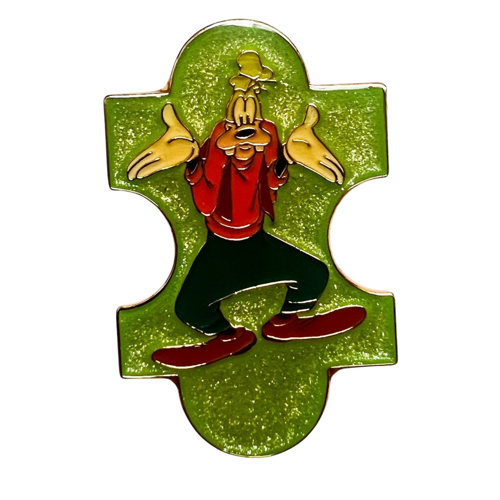 Disney Goofy Jigsaw Green Glitter Puzzle Piece Pin