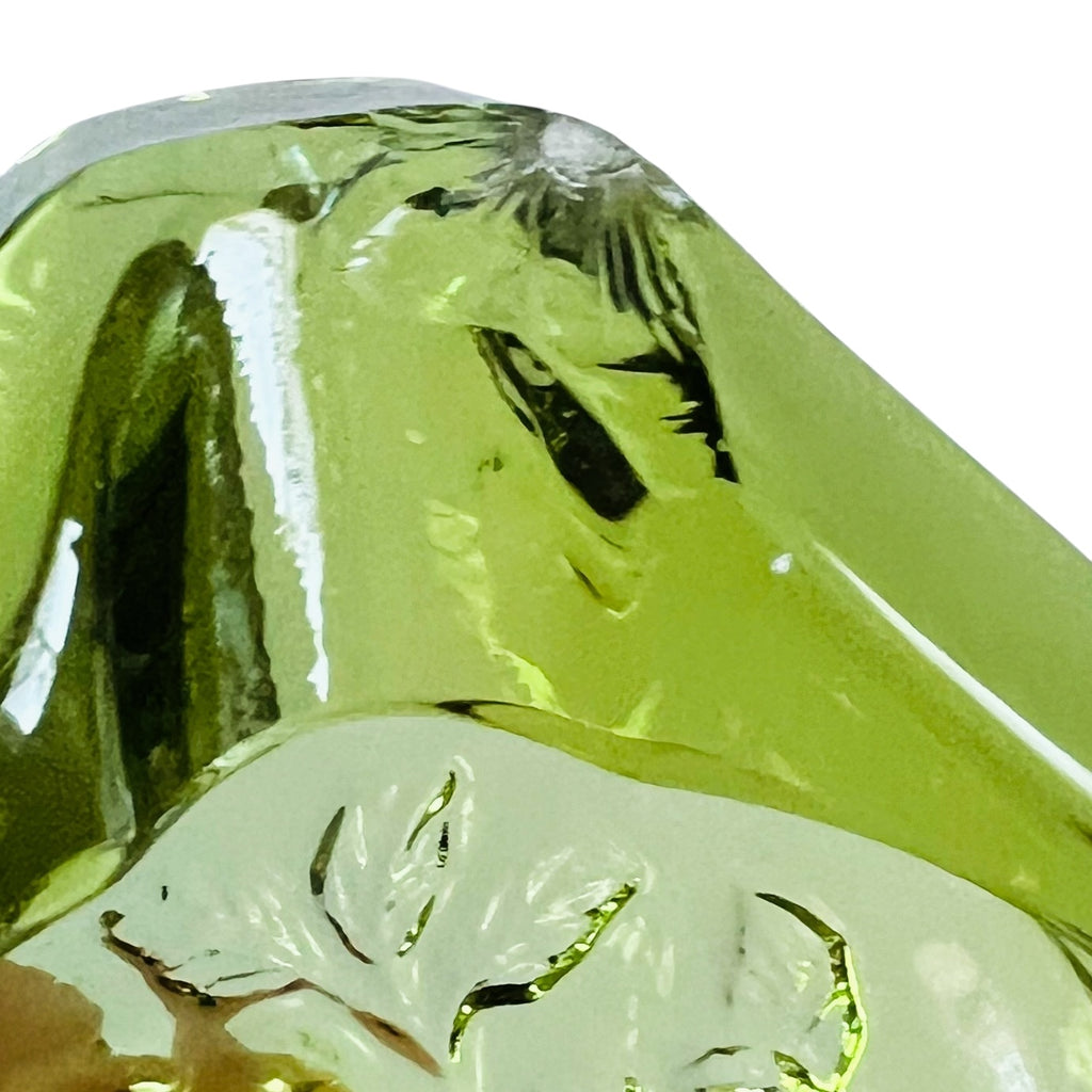 Vintage Fenton Green Glass Rose Flower Design Square Ashtray Set