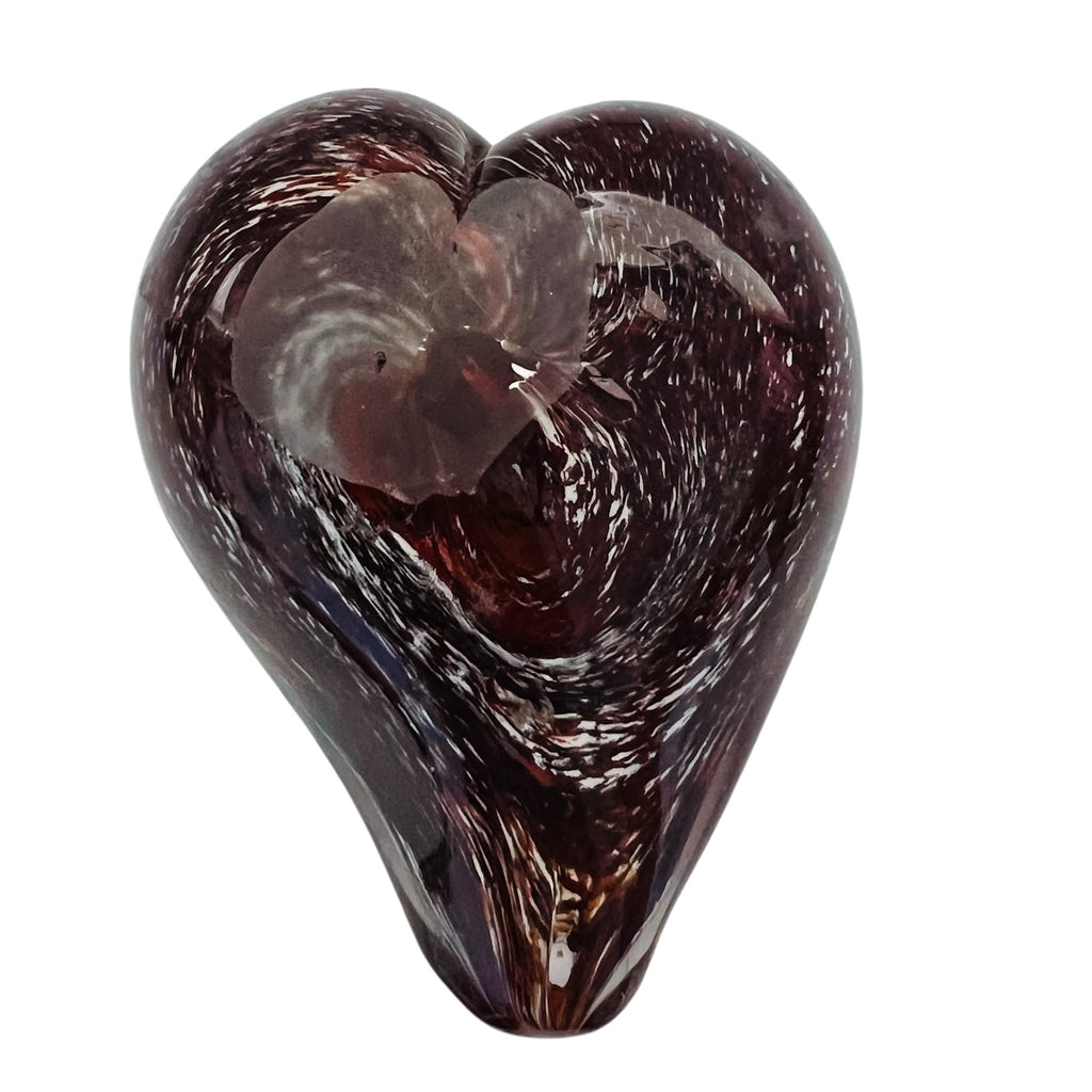 Vintage Heart Shape Art Glass Paperweight