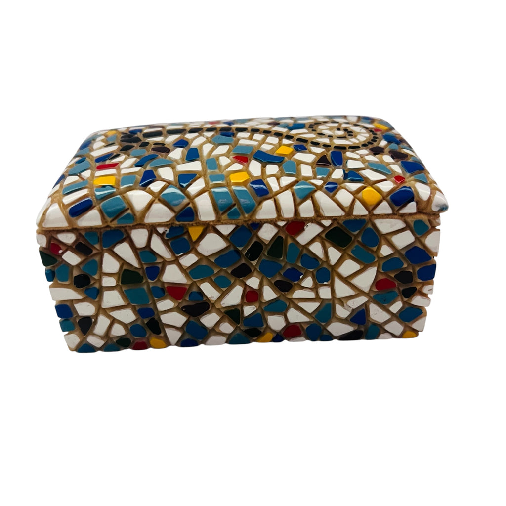 Vintage BARCINO'S MOSAIC Hand Painted Trinket Box