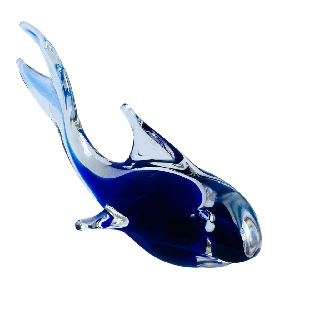 Vintage Handblown Art Glass Cobalt Blue Fish