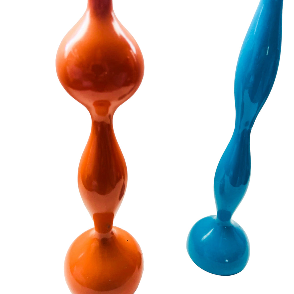 Chiasso Exclusive Orange Turquoise Metal Bubble Candlesticks
