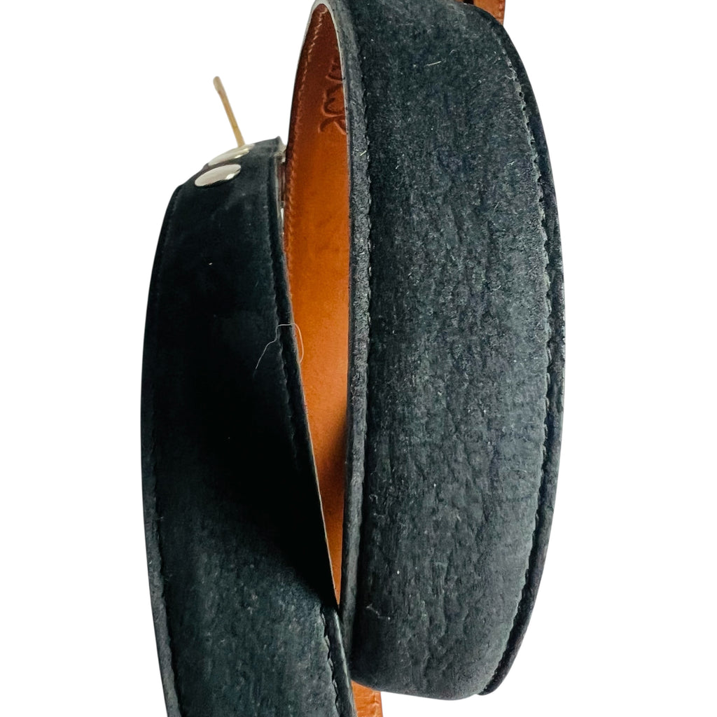 Vintage Lucchese Classic Black Metal Buckle Belt