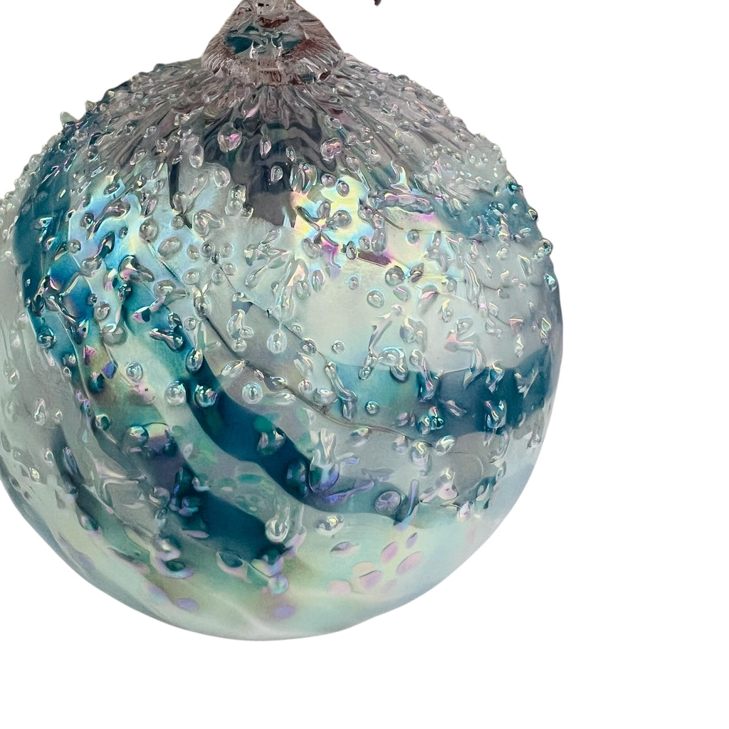 Studio Art Glass Tom Stoenner Iridescent Snow Cap Ornament
