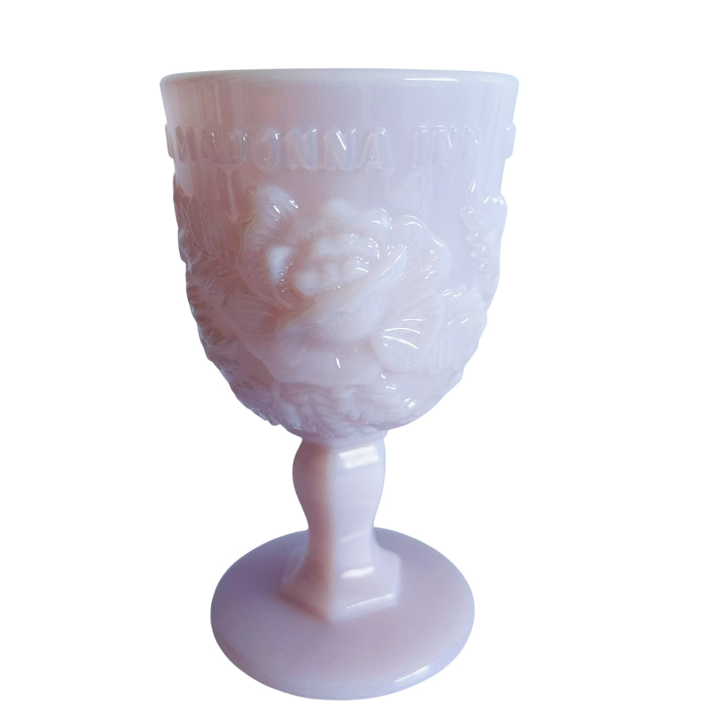 Madonna Inn Rose Pattern Pale Pink Embossed Goblet