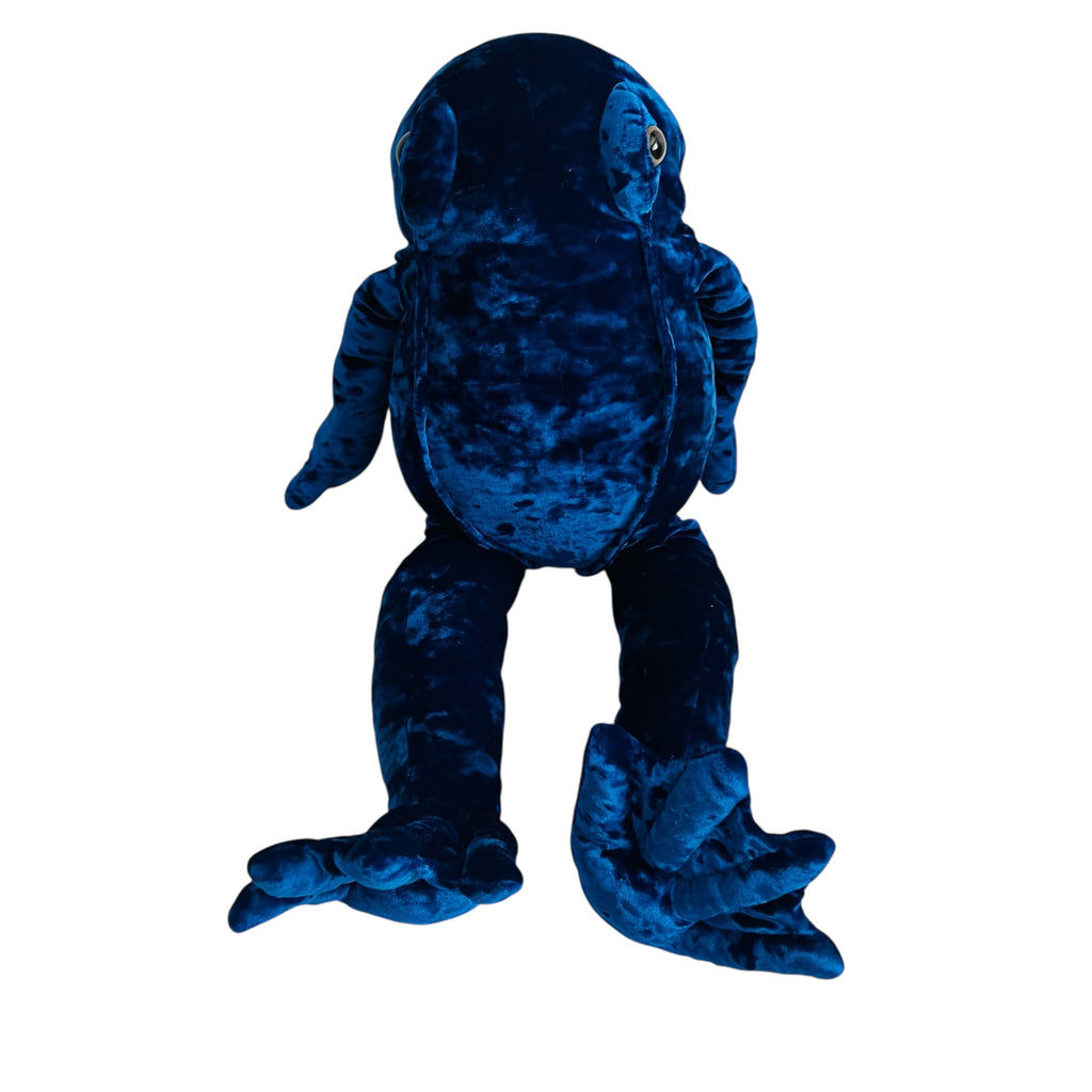 Vintage Commonwealth Velvet Blue Frog Stuffed Animal Plush