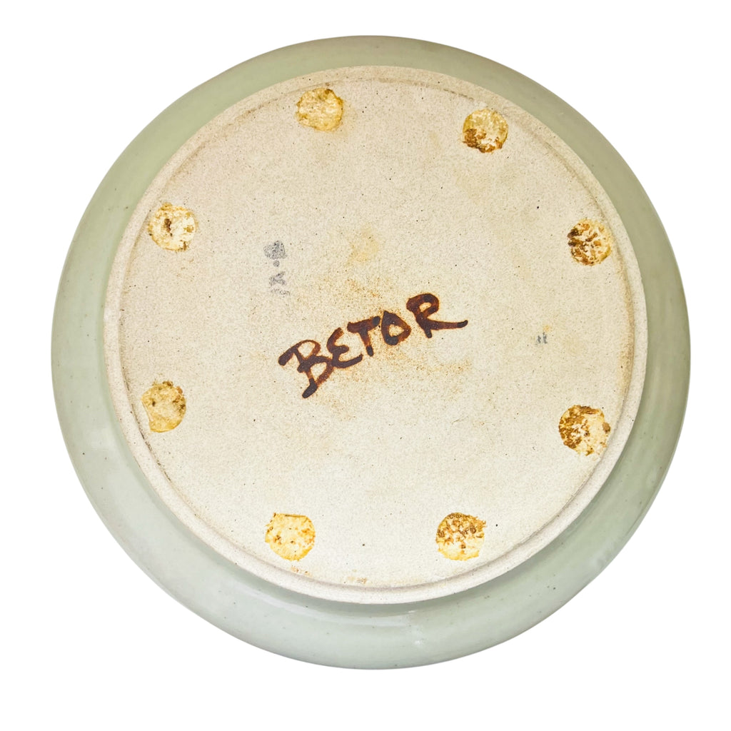 Studio Pottery Artist Signed One Piece Chip and Dip Bowl Plate