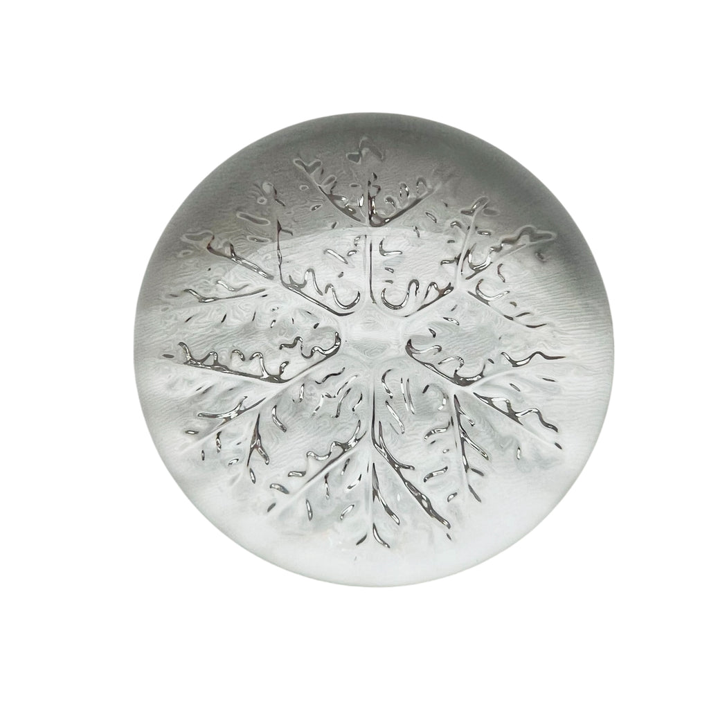 Vintage Snowflake Glass Holiday Paperweight