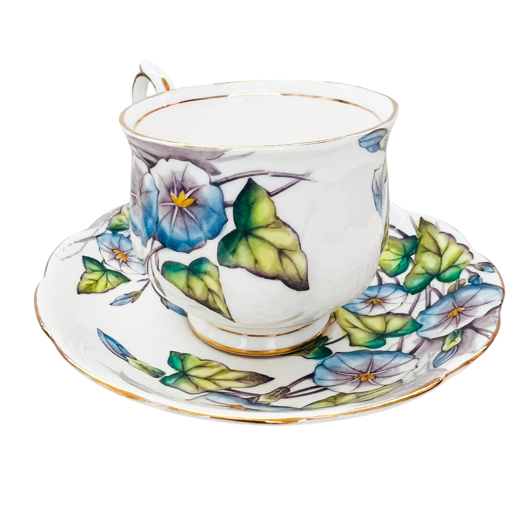 Vintage ROYAL ALBERT Bone China England MORNING GLORY Flower Cup & Saucer Set