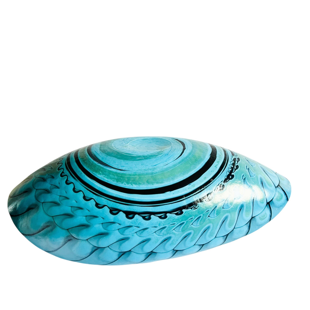 Furnace Ferro Italian Murano Sea Shell Iridescent Folded Art Glass Bowl