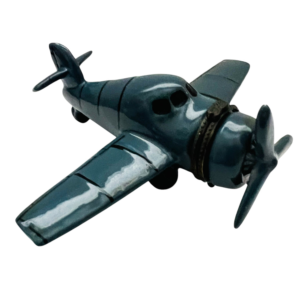 Airplane with Pilot Ceramic Hinged Trinket Box