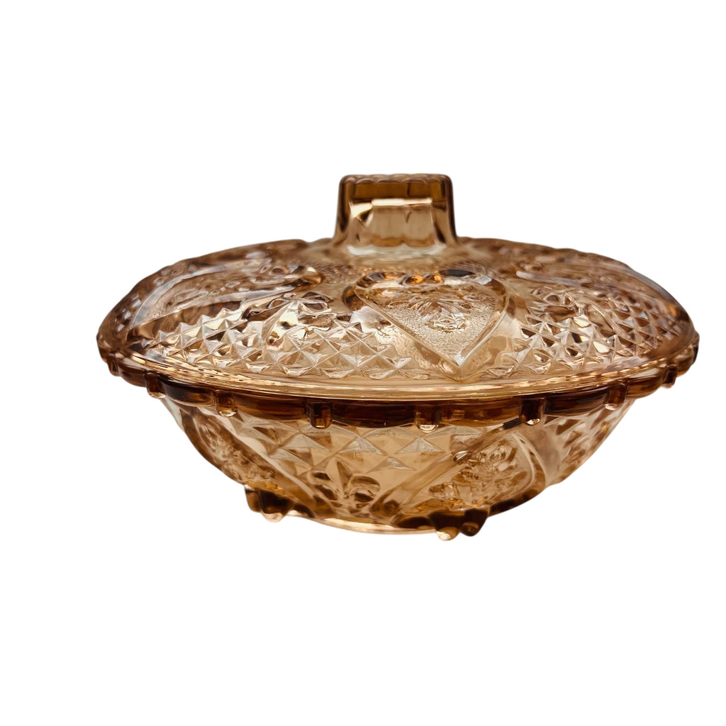 Vintage Pressed Glass Candy Dish with Lid