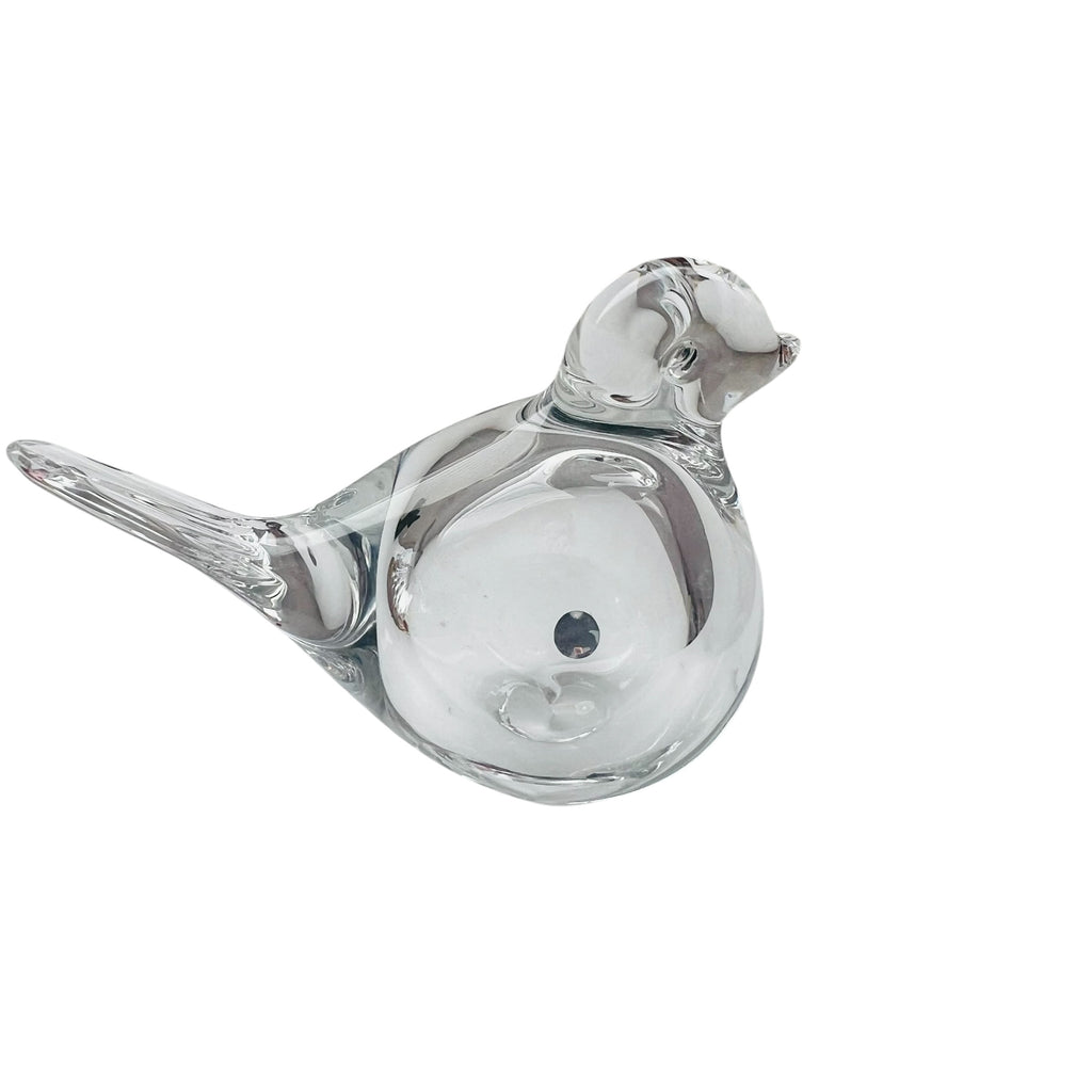 Vintage KONSTGLAS Sweden Clear Glass Bird Figurine Paperweight