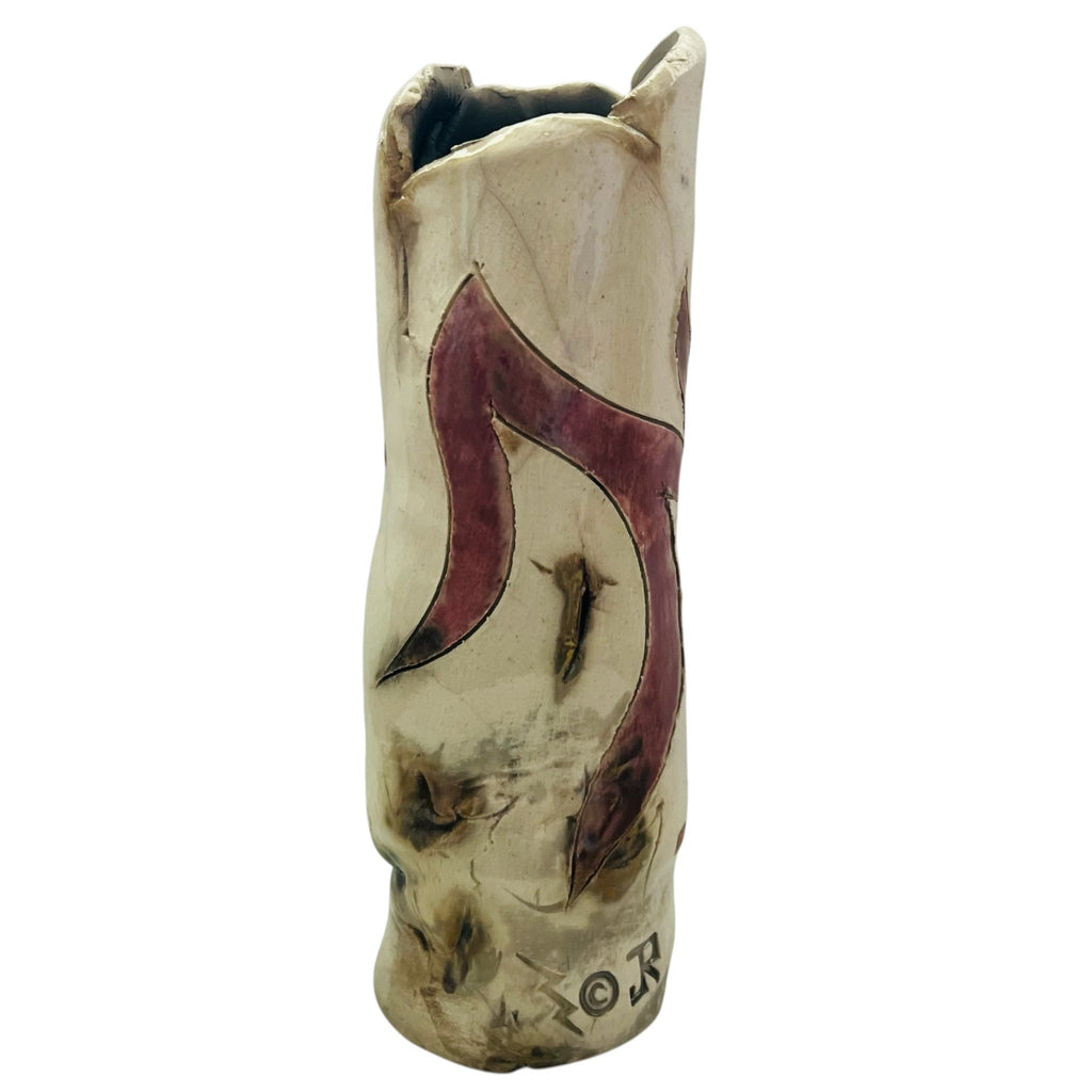 Joseph Rodriguez Raku Southwest Wrapped Art Pottery Vessel Vase