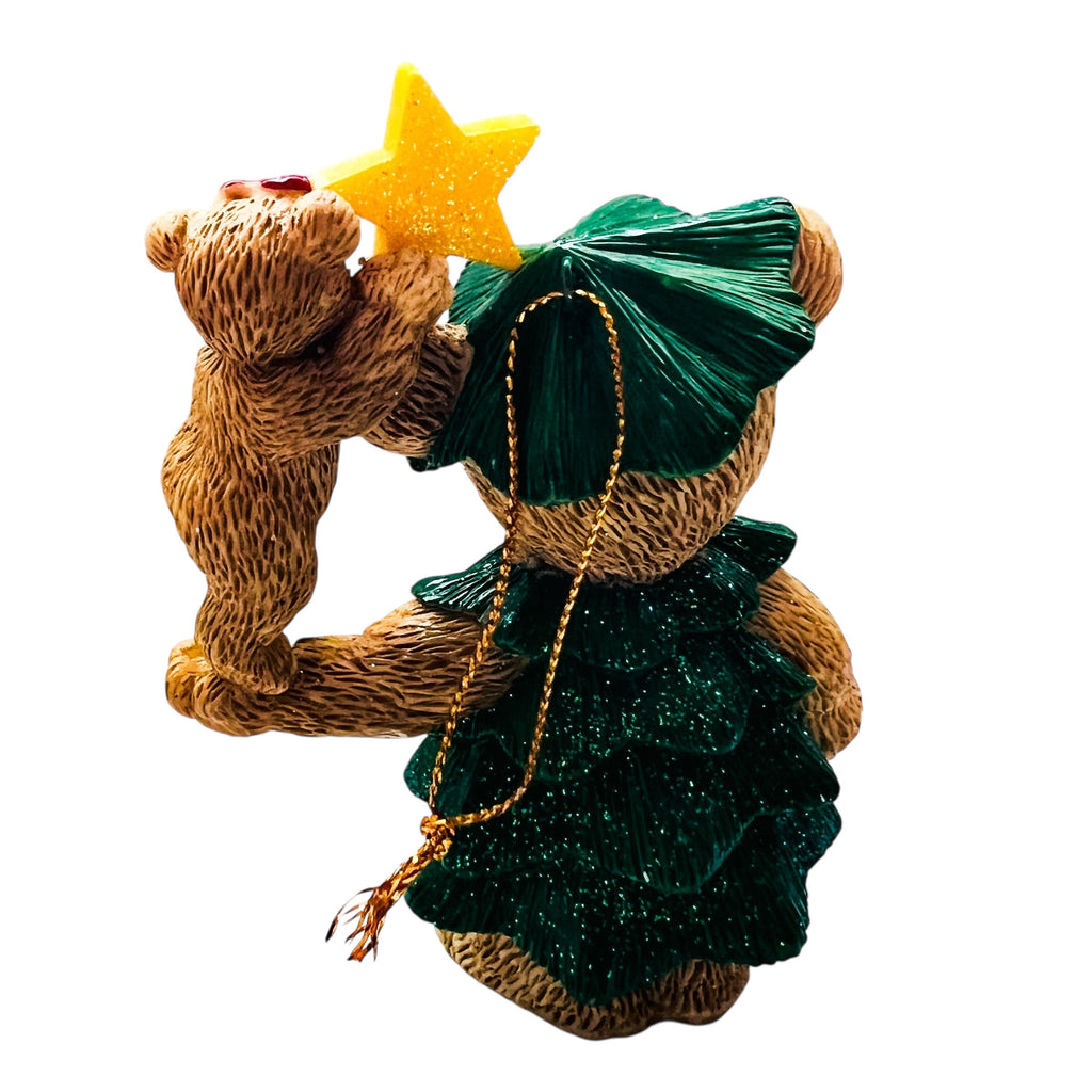 Vintage 1997 Claire’s Christmas Tree Bear Resin Ornament Figurine
