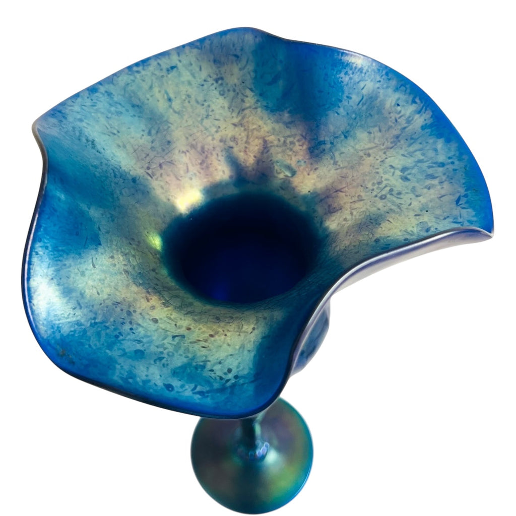 Vintage Lundberg Studios Art Glass Footed Stem Vase