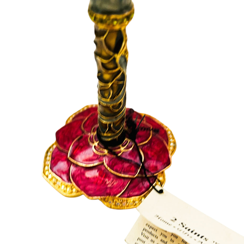 2 Saints Swarovski Crystal Enamel Jewel Flower Martini Glass