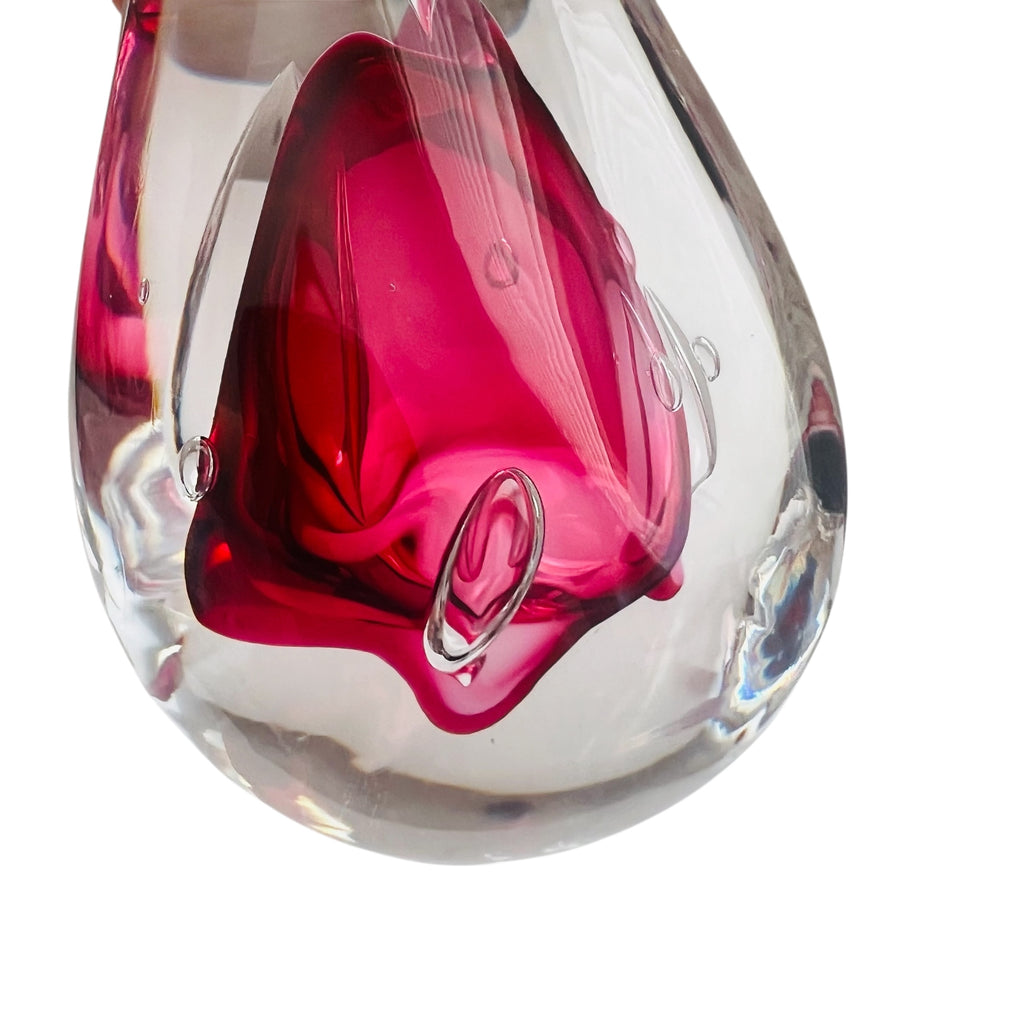 Vintage Adam Jablonski Signed Teardrop Art Glass Paperweight