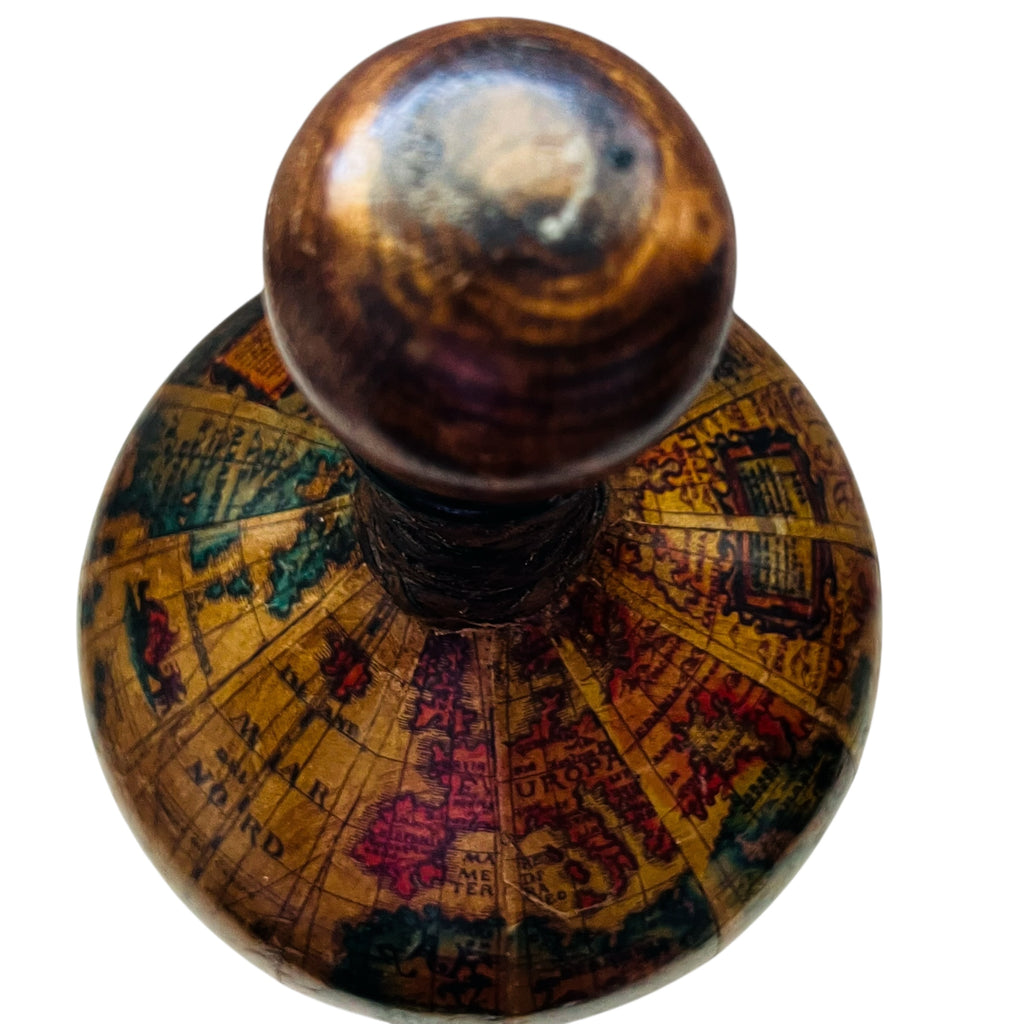 Vintage Italy Faux Leather Wrapped Covered World Map Wine Bottle