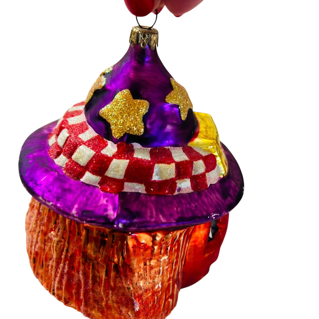 Vintage Christopher Radko Pumpkin Jack-o-Lantern Purple Witch's Hat Halloween