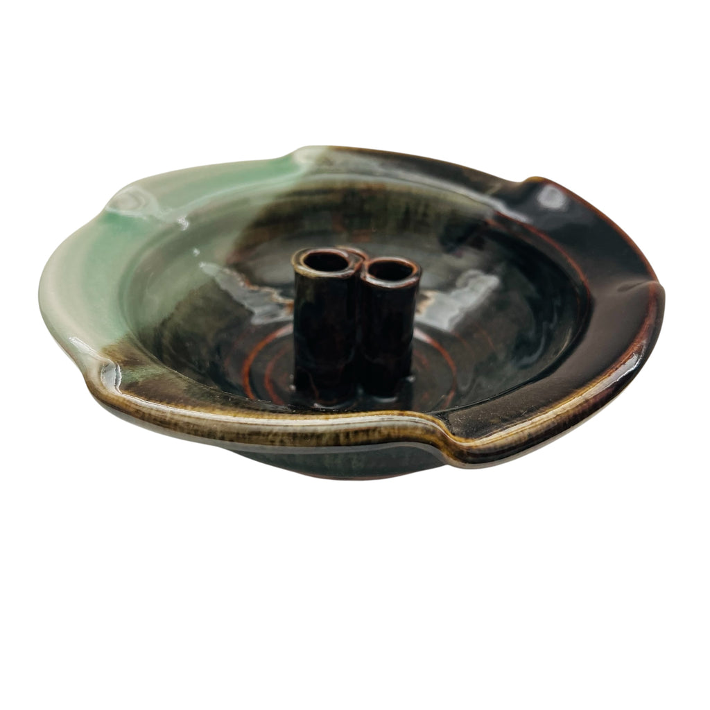 Vintage Ikebana Vase Flower Stem Pottery Bowl